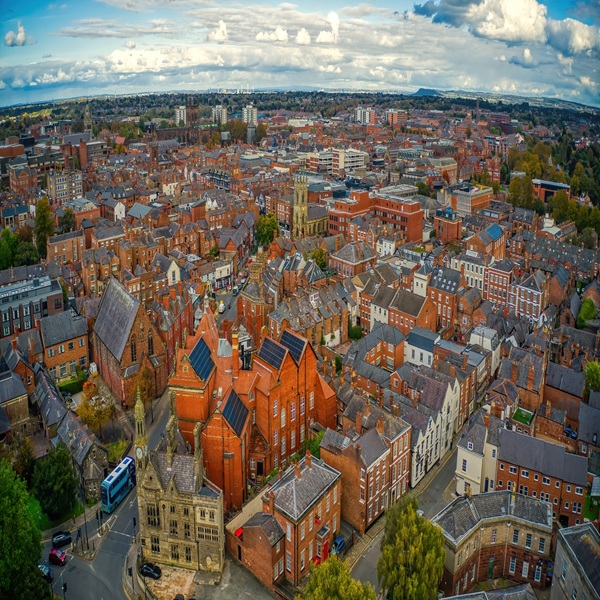 Aerial,View,Of,Wrexham,In,Northern,Wales,,United,Kingdom